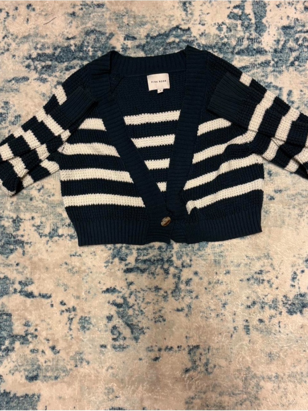 Pink Rose Blue Knit Sweater
